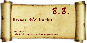 Braun Bíborka névjegykártya